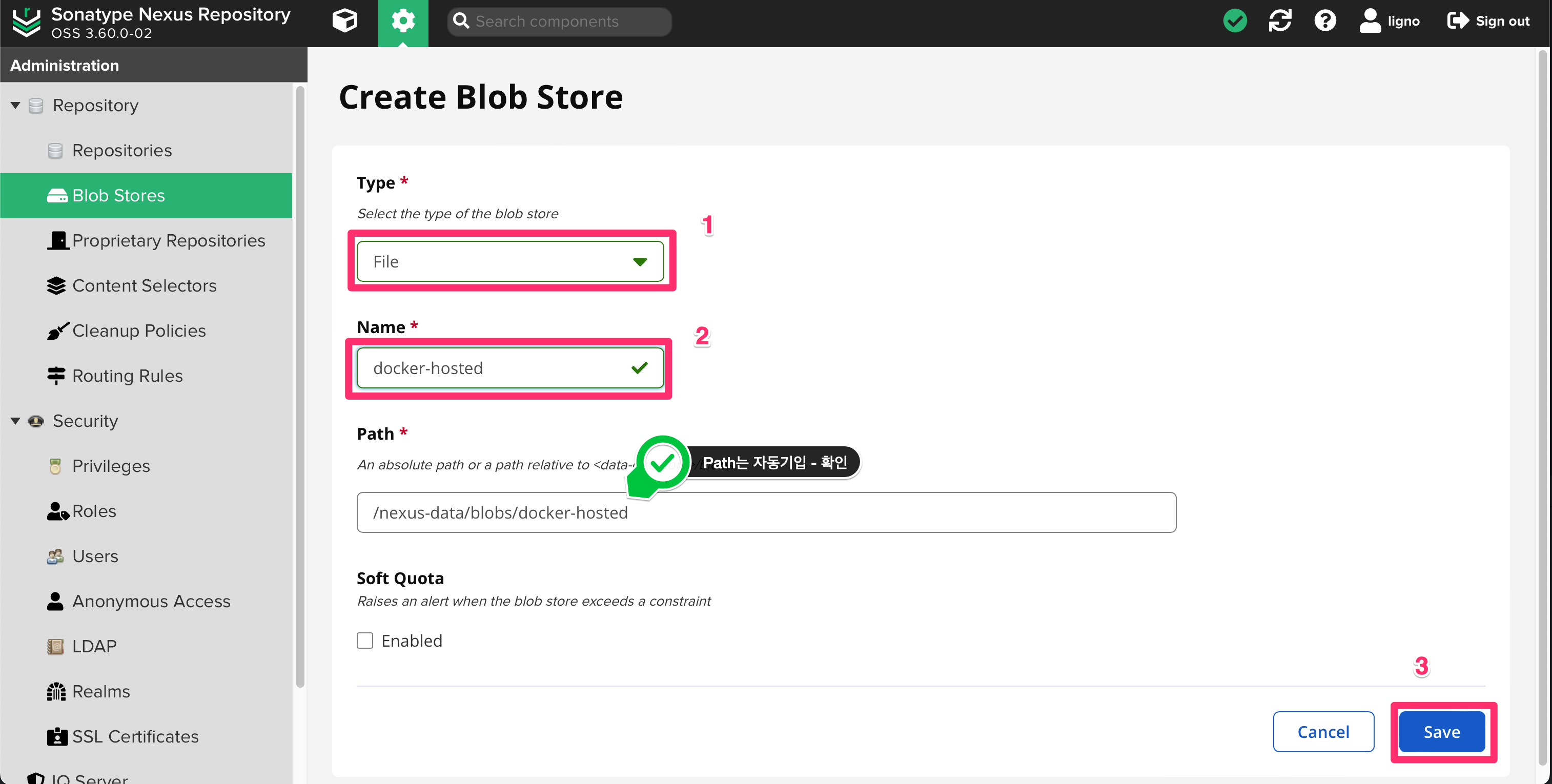 docker-hosted 정보 설정