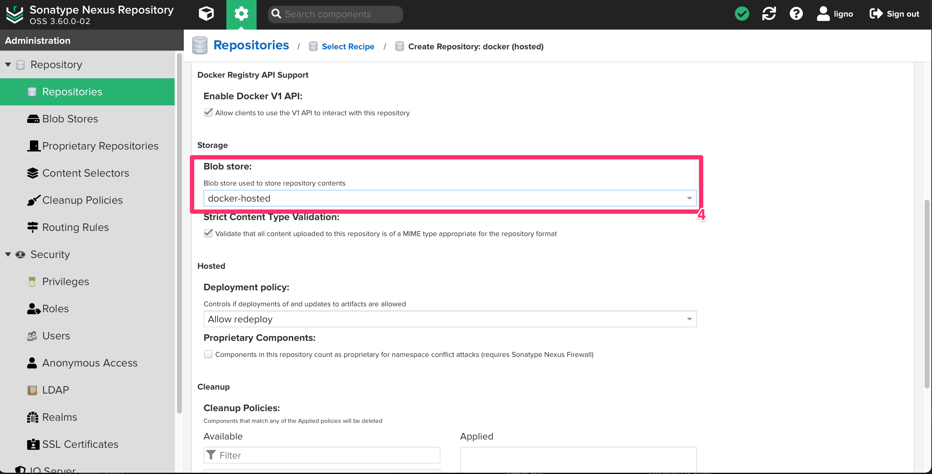docker-hosted 정보 설정