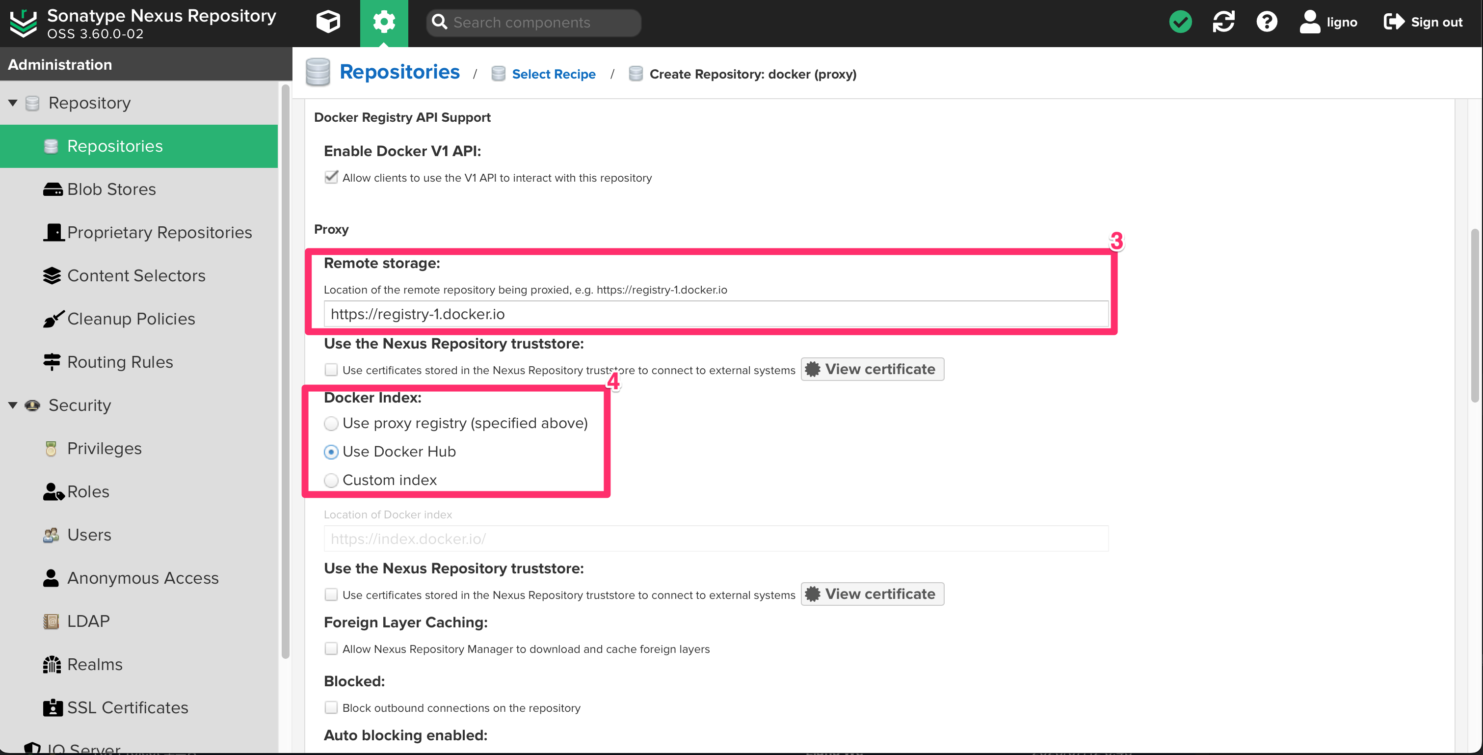 docker-proxy 정보 설정