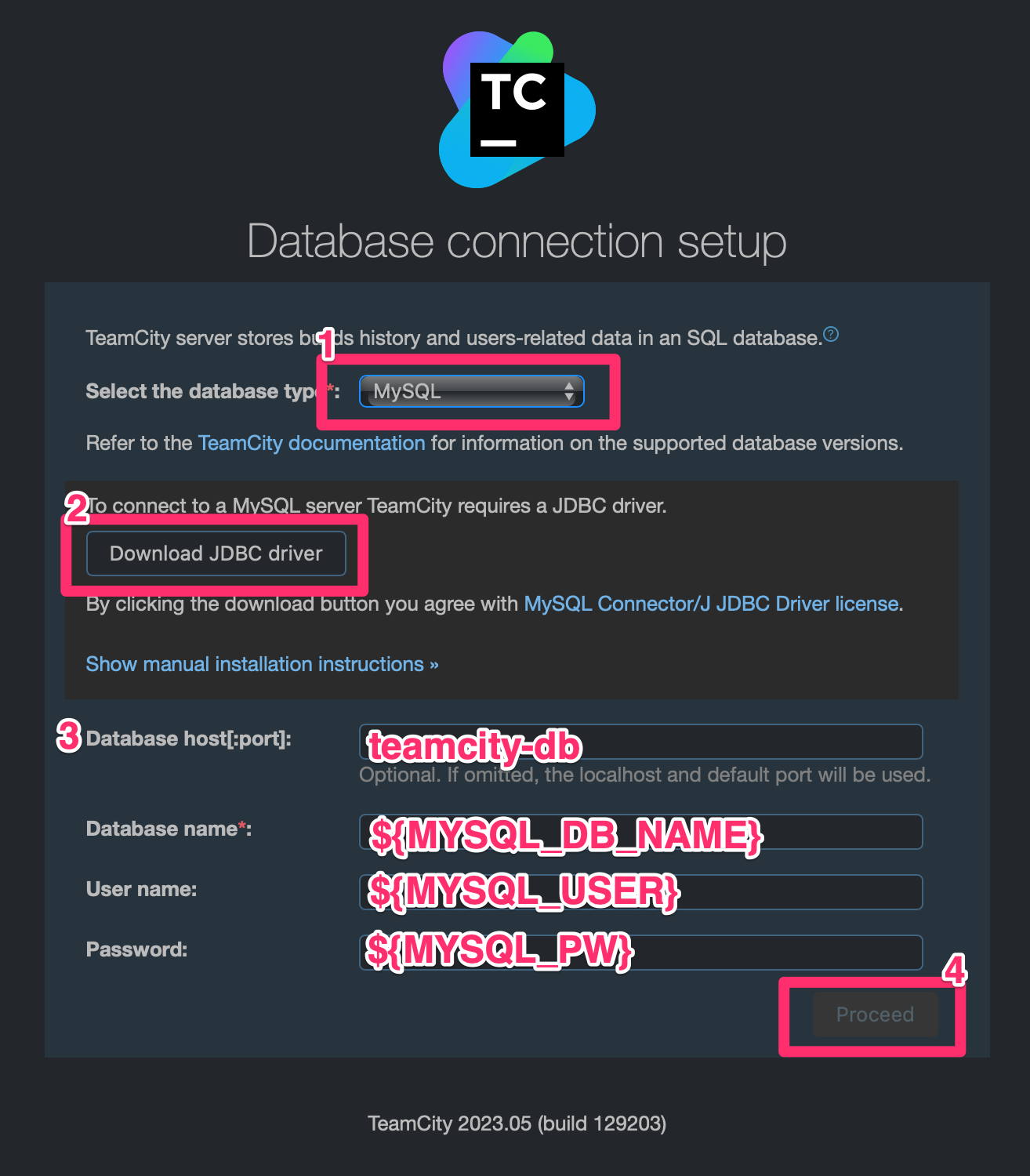 Database connection setup